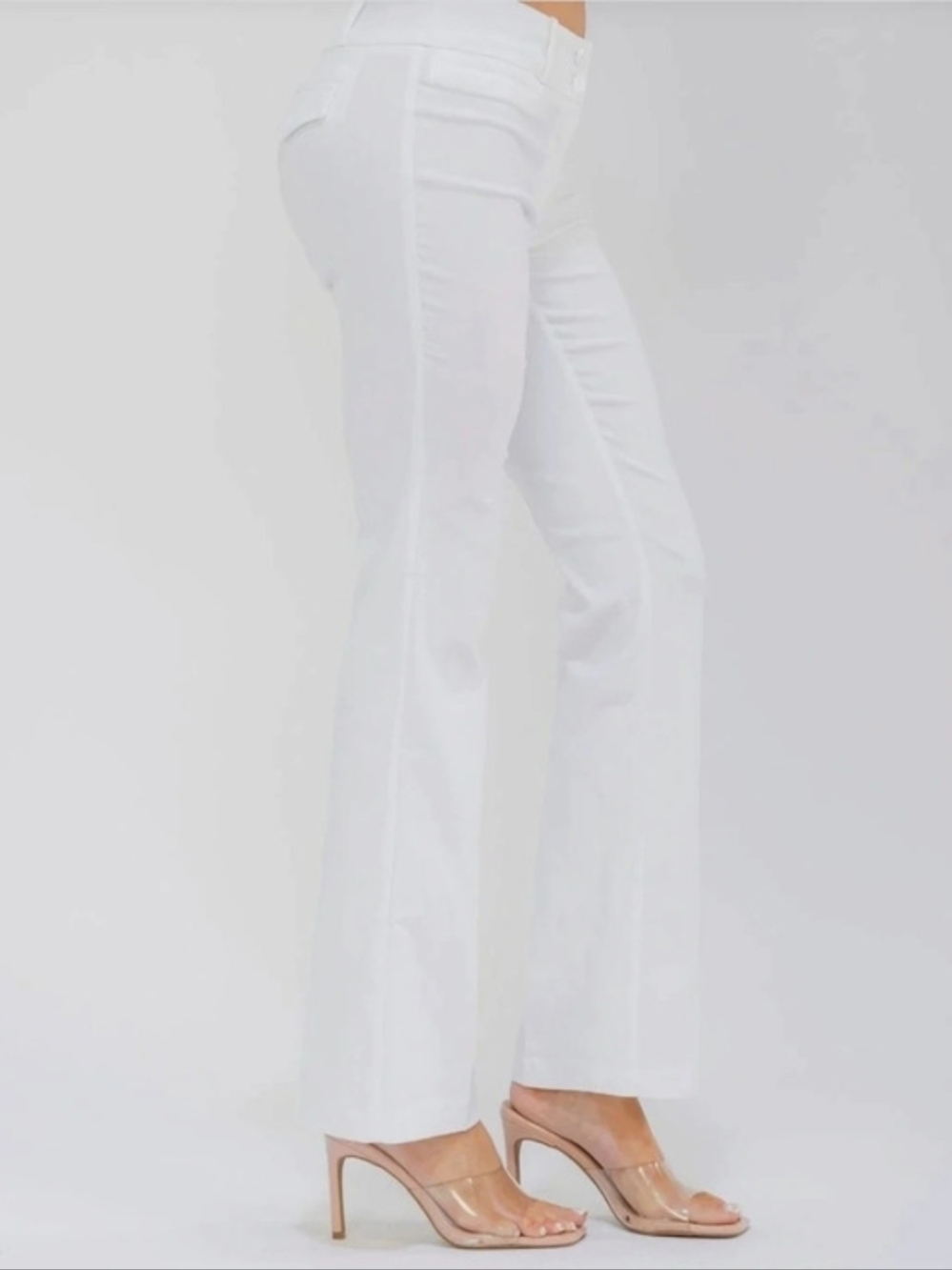 LAVE Stretch Bell-Leg Trousers White Bell-Leg Pants Size Small NWT